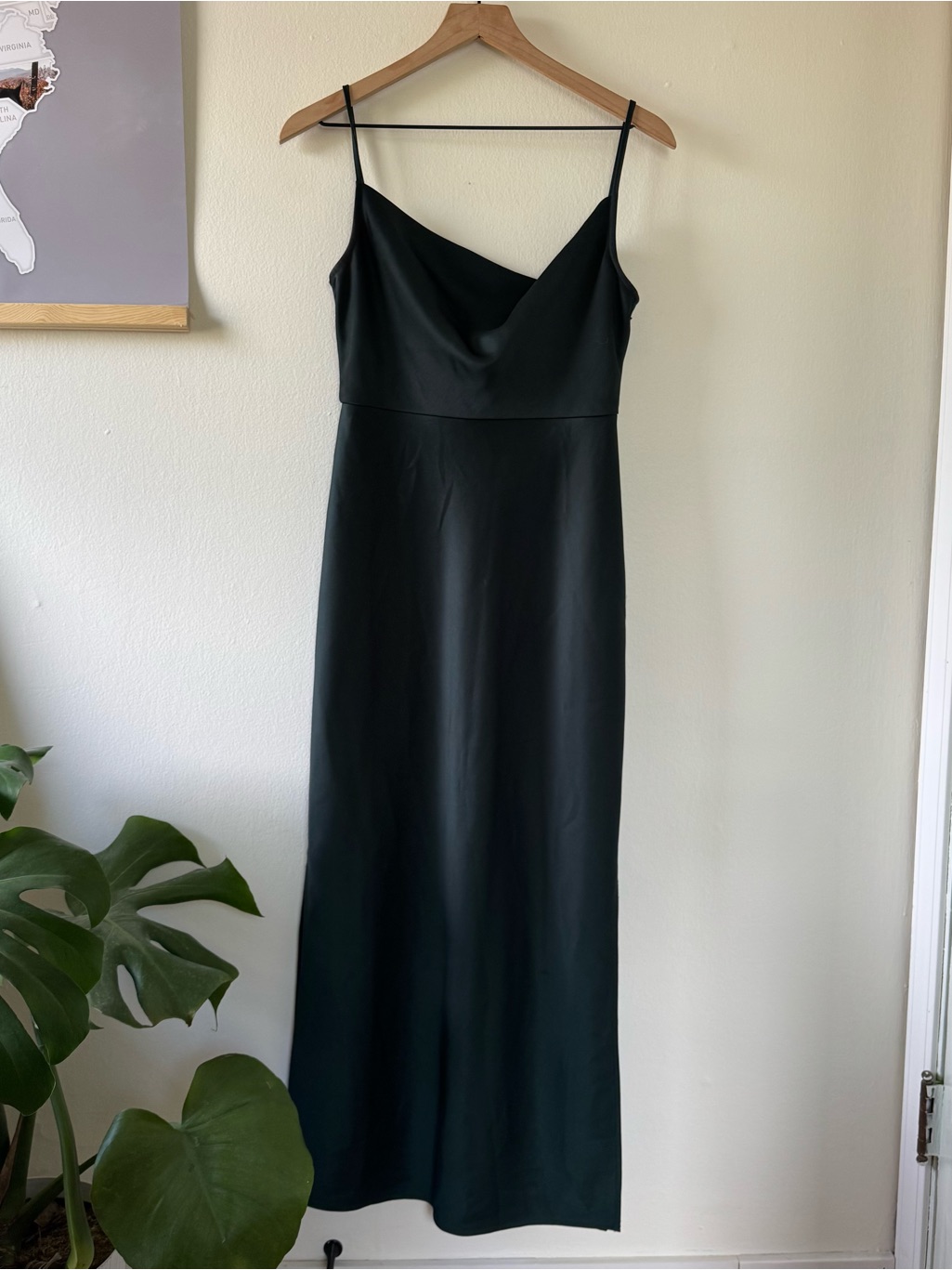 Sachin + Babi Dark Green Silk Slip Midi Dress